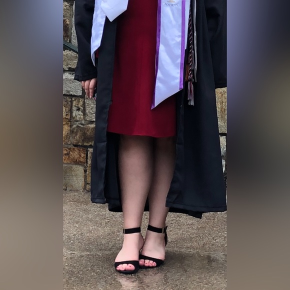 LIZ CLAIBORNE Dress Women’s 18 Red Garnet Red with Black Lace Appliqué - Picture 10 of 10